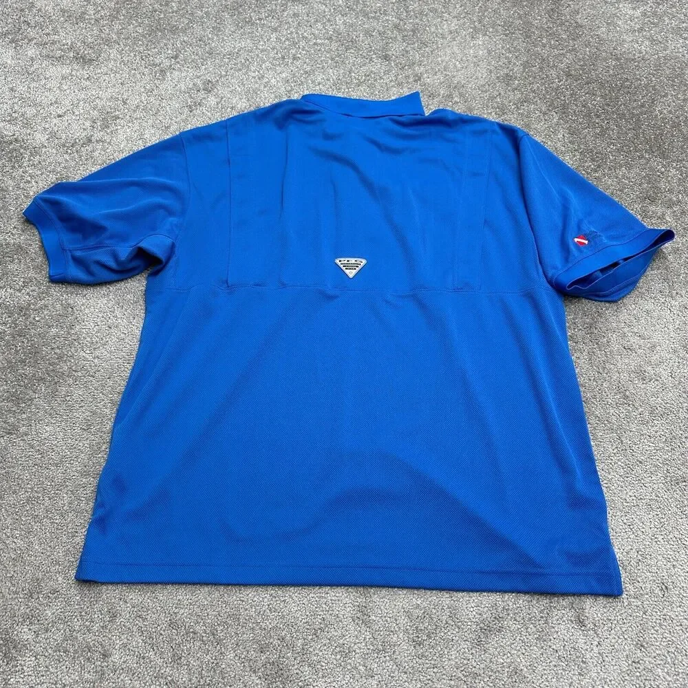 Columbia PFG Omni Shade Perfect Cast Polo Shirt Mens XL Blue Short Sleeve Fish